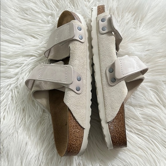 Birkenstock White Sandals with Adjustable Straps and Contoured Footbed - Picture 9 of 10